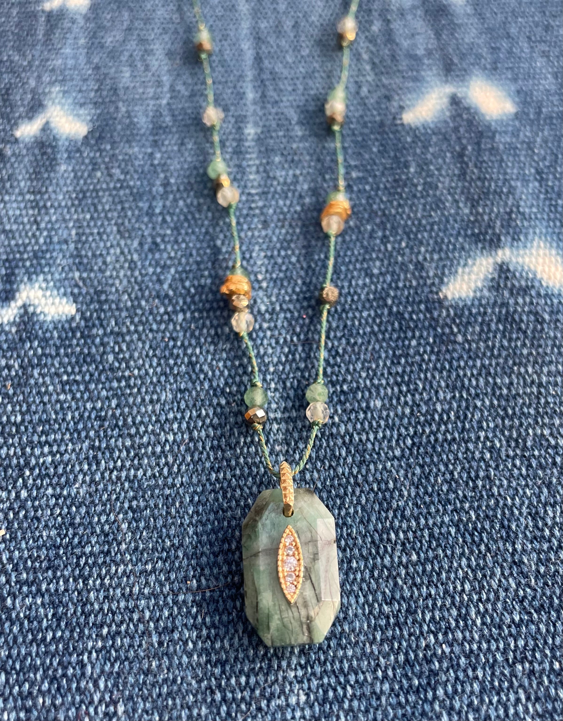 The Inside Necklace ↠ Emerald & Pyrite