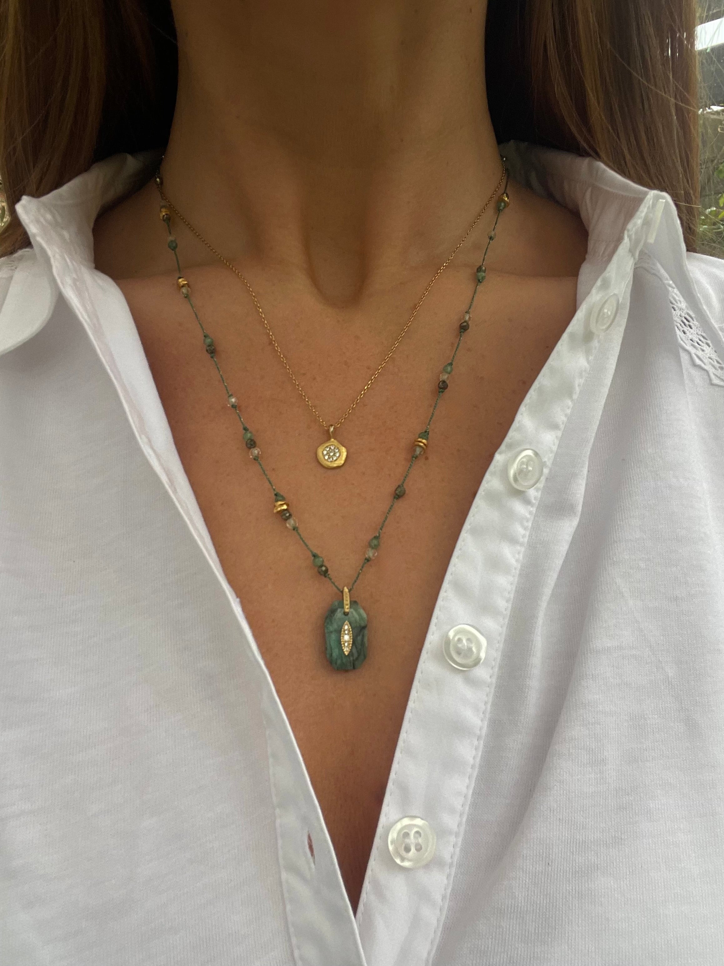 The Inside Necklace ↠ Emerald & Pyrite