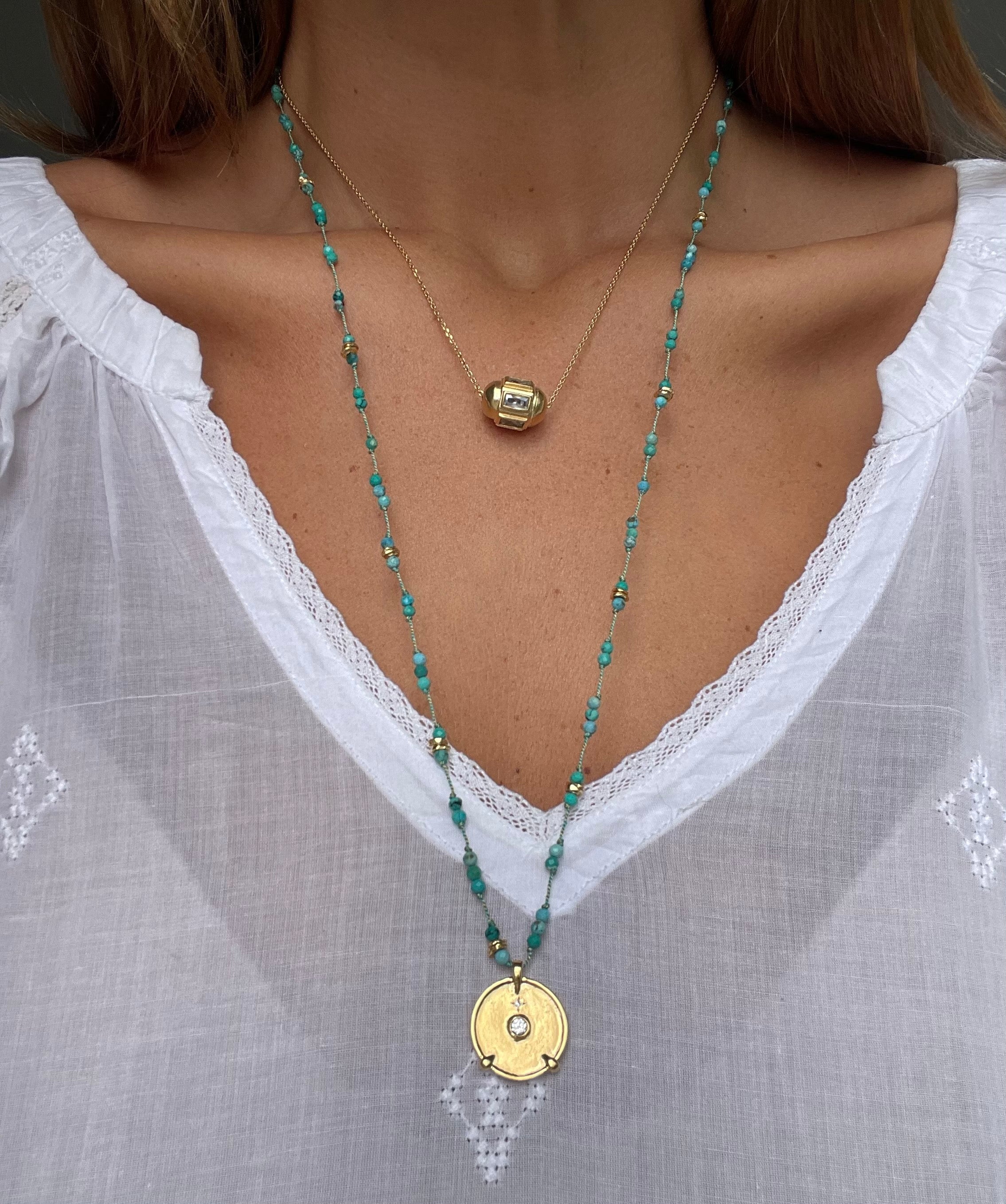 ubud necklace and taly necklace by hanka in turquoise stone necklace and gold palted neckalce.jpeg